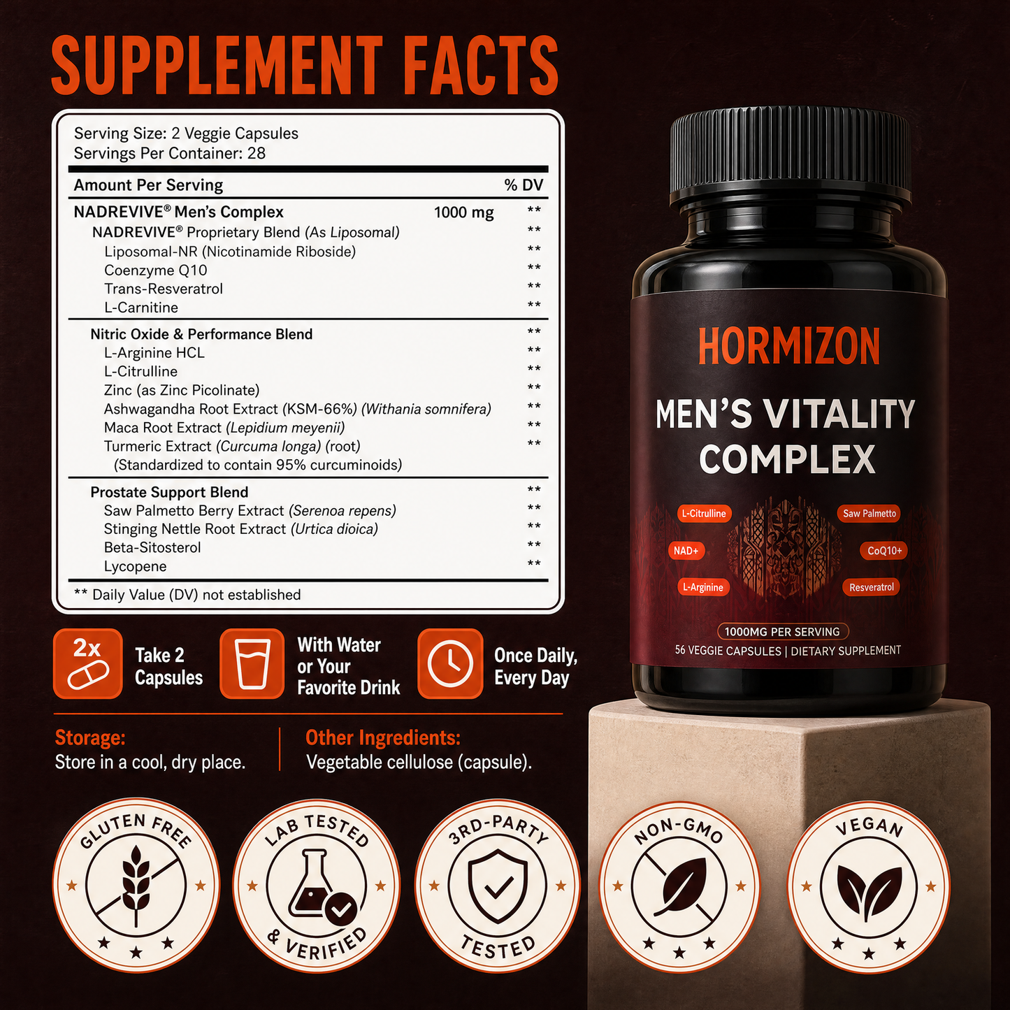 Hormizon® Men's Vitality Complex — Cellular Energy Support for Performance, Firmness & Drive