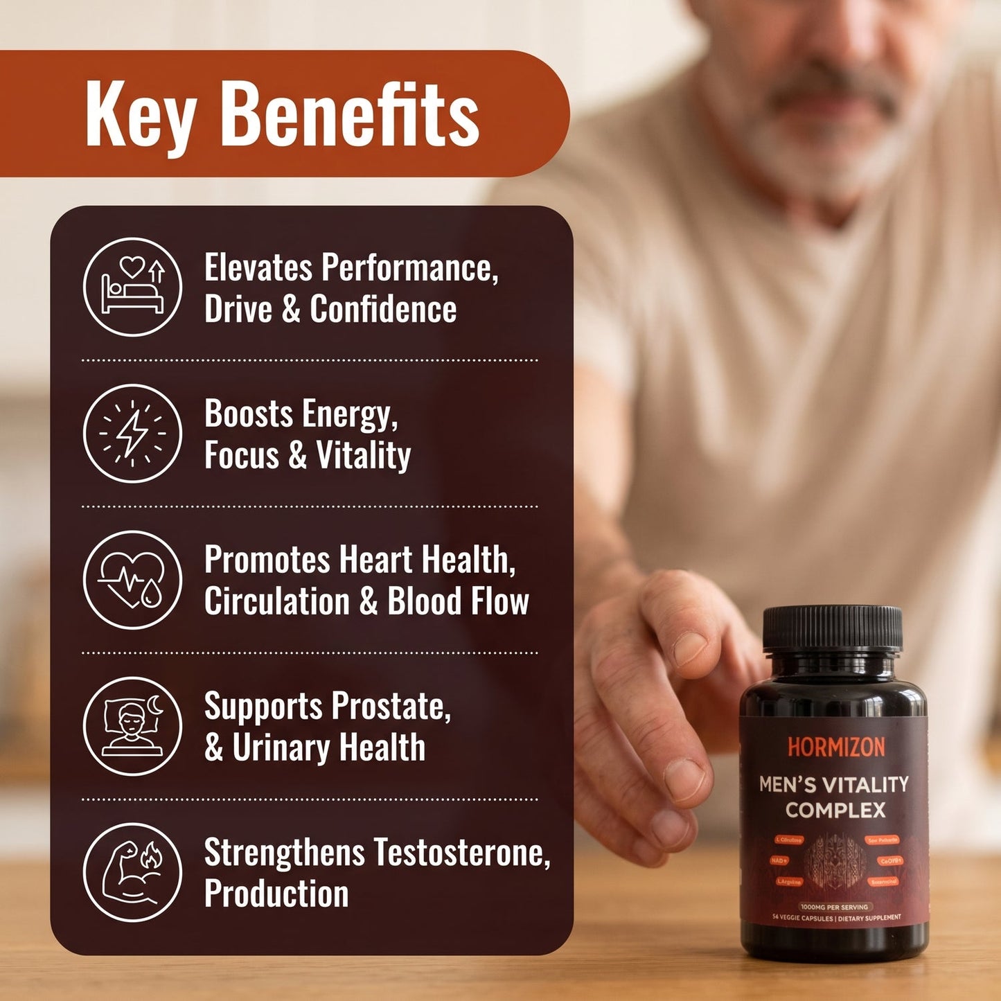 Hormizon® Men's Vitality Complex — Cellular Energy Support for Performance, Firmness & Drive